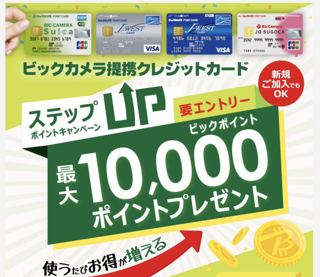 要エントリー】ビックカメラで提携クレジットカード(ビックSuica等)でクレジット払いで最大1万ポイント還元