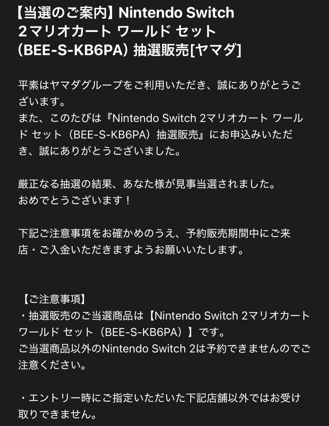 参考】ヤマダで当選したNintendo Switch 2の支払いと2用のPro